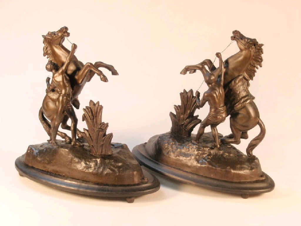 Appraisal: A pair of late thC spelter equestrian groups of the