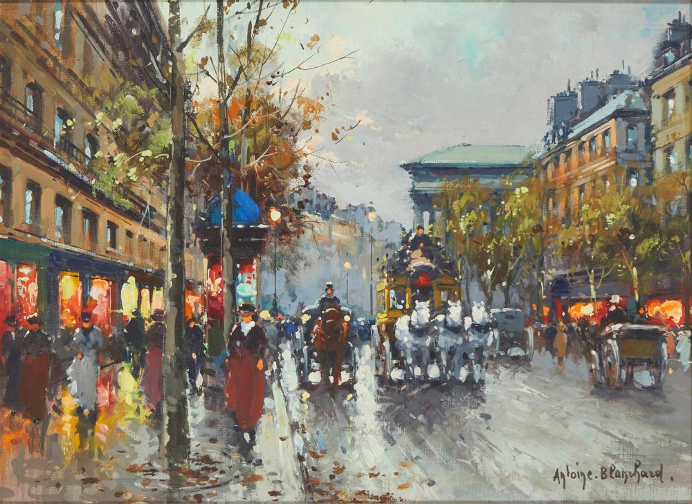 Appraisal: Antoine Blanchard - French Parisian street scene Oil on canvas