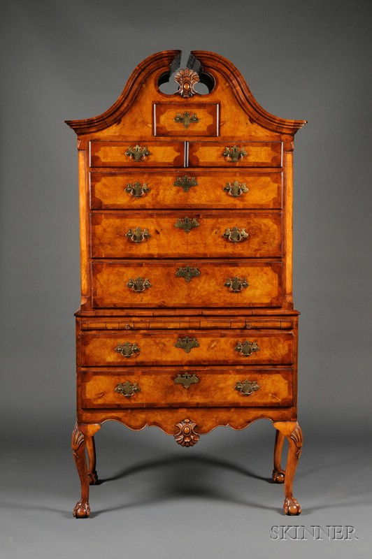 Appraisal: English Mid Georgian Style Crossbanded Mahogany Highboy upper section with