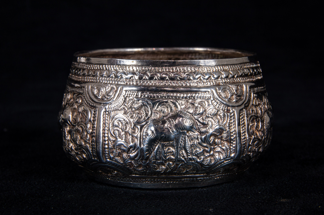 Appraisal: SOUTHEAST ASIAN Southeast Asian silver bowl with repousse figures of