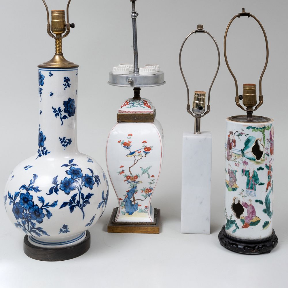 Appraisal: Group of Two Chinese Porcelain Vessels Mounted as Lamps and