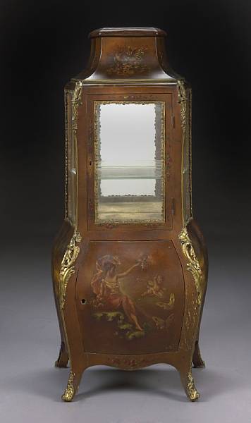 Appraisal: A Louis XV style gilt bronze mounted paint decorated vitrine