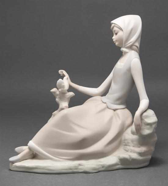 Appraisal: Lladro porcelain figure of a young girl with a dove