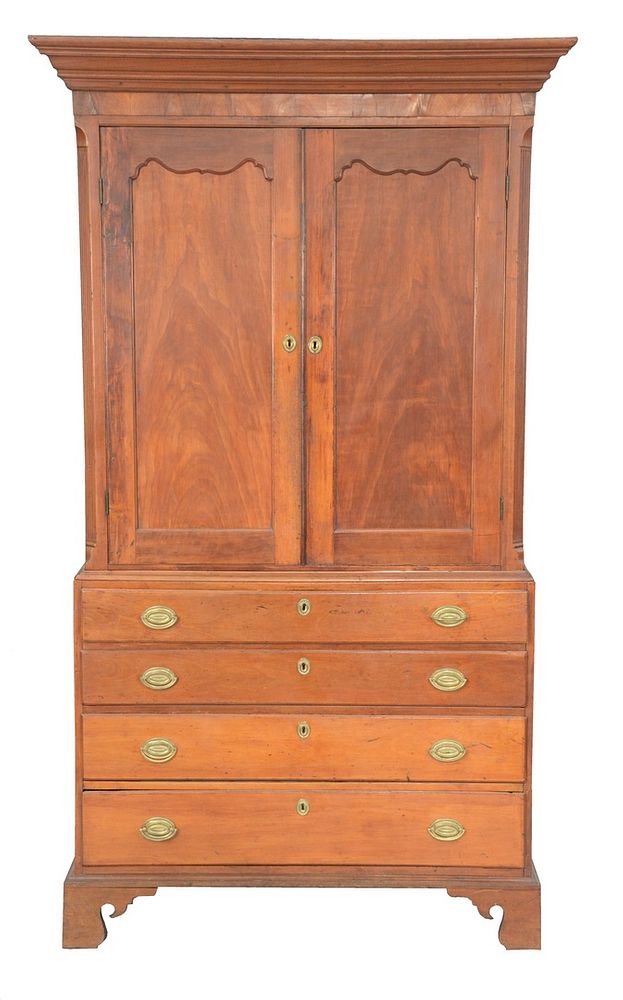 Appraisal: Matthew Edgarton Chippendale Cabinet in two parts upper section with