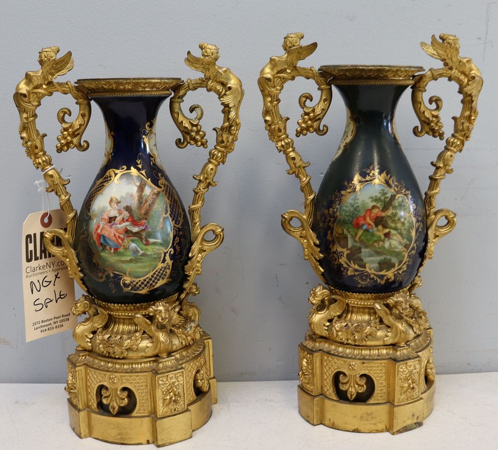 Appraisal: An Antique And Fine Quality Pair Of Bronze Mounted Porcelain