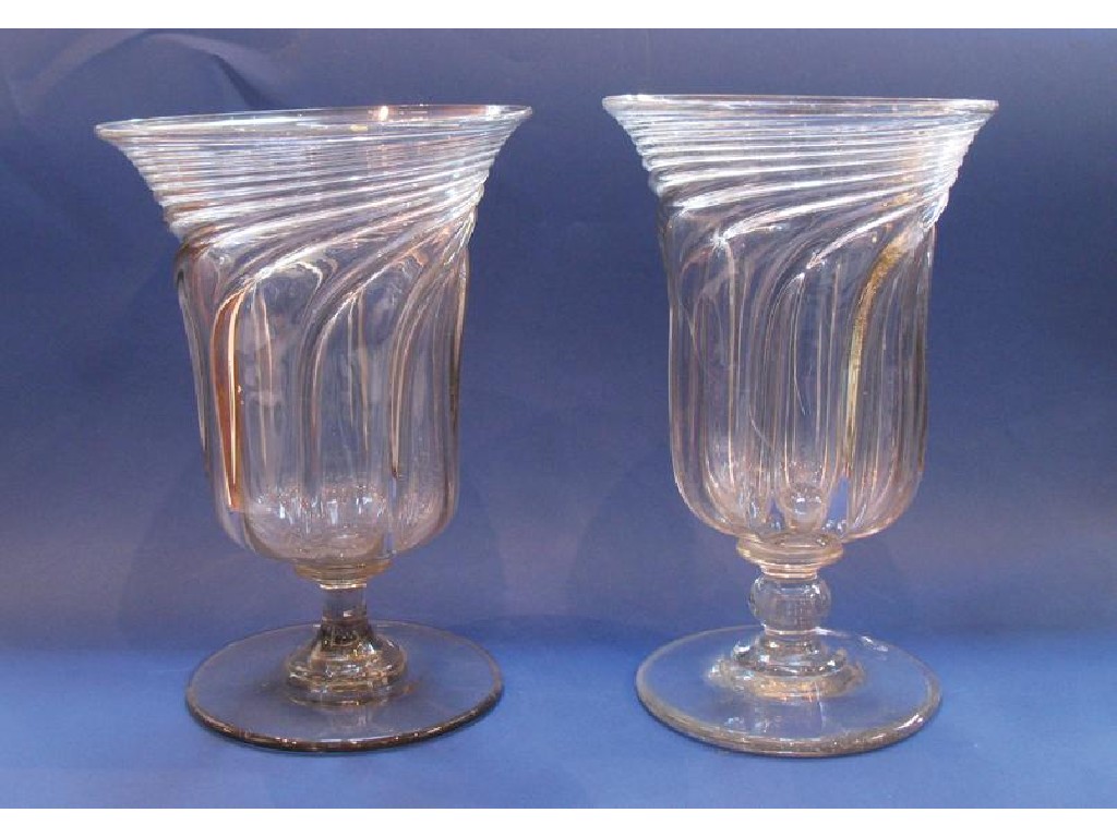 Appraisal: A PAIR OF VICTORIAN CELERY VASES the flared bodies with