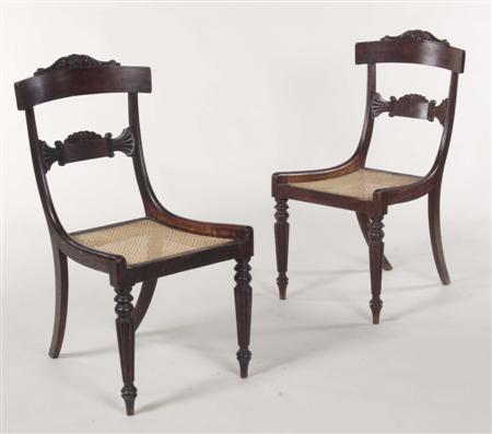 Appraisal: A set of four Regency pollard oak chairs each with