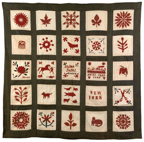 Appraisal: New York appliqu friendship quilt dated wrought by Rosina Jobes