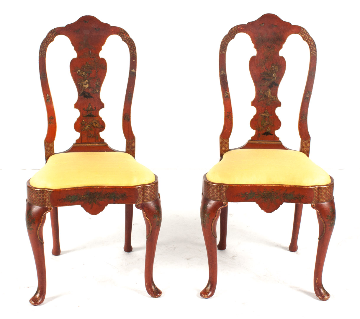 Appraisal: Pair of George II style japanned chairs first half- th