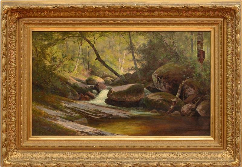 Appraisal: EDWARD HILL - WOODLAND STREAM Oil on canvas signed 'Edward