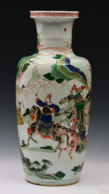 Appraisal: A CHINESE FAMILLE VERTE ROULEAU VASE painted in coloured enamels