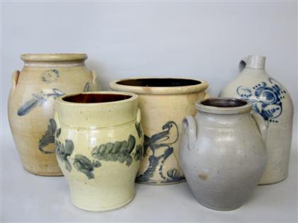 Appraisal: Four assorted stoneware crocks th century