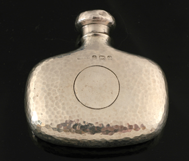 Appraisal: A sterling silver scent bottle Of oblong form with hammered