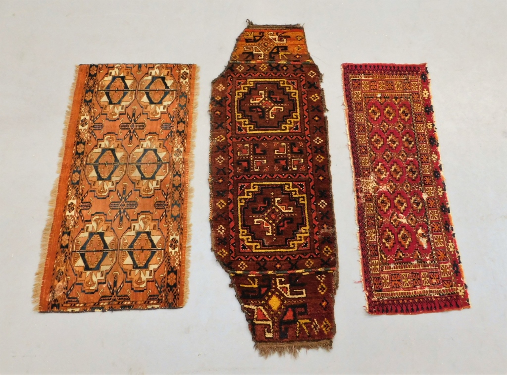 Appraisal: GEOMETRIC RED TURKMEN RUGS Turkey th CenturyIncludes three rugs of