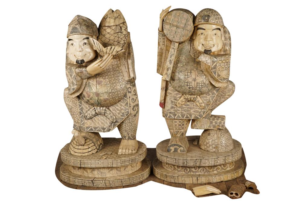 Appraisal: PAIR OF CHINESE BONE-VENEERED FIGURESProvenance The Estate of Barbara Beretich