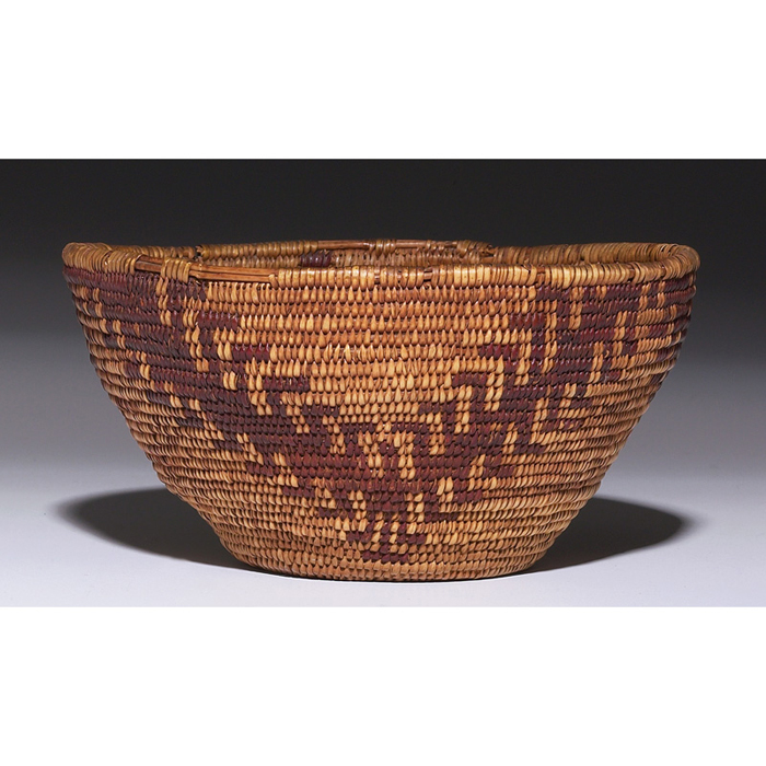 Appraisal: Tribal basket polychrome geometric design w x h minor damage