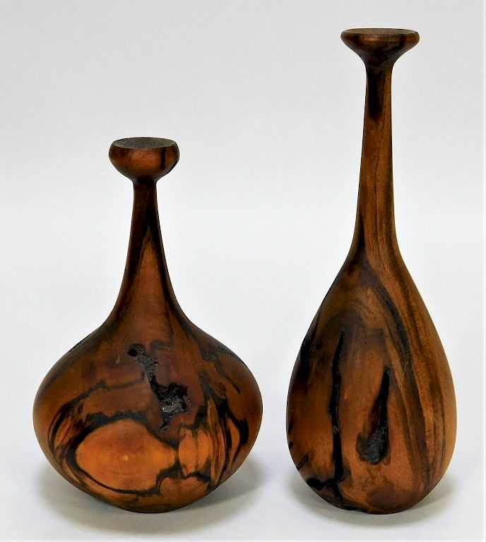 Appraisal: Ron Kent Hawaiian Norfolk Pine Wooden Vases Ron Kent Hawaiian