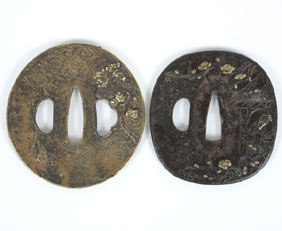 Appraisal: Lot of two Tsuba one iron with brass inlay and