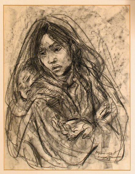 Appraisal: Marion Greenwood BEGGAR WOMAN AND CHILD Conte crayon on paper