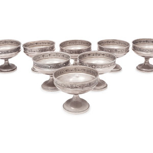 Appraisal: A Set of Eight Silver Sorbet Dishes weighted each marked