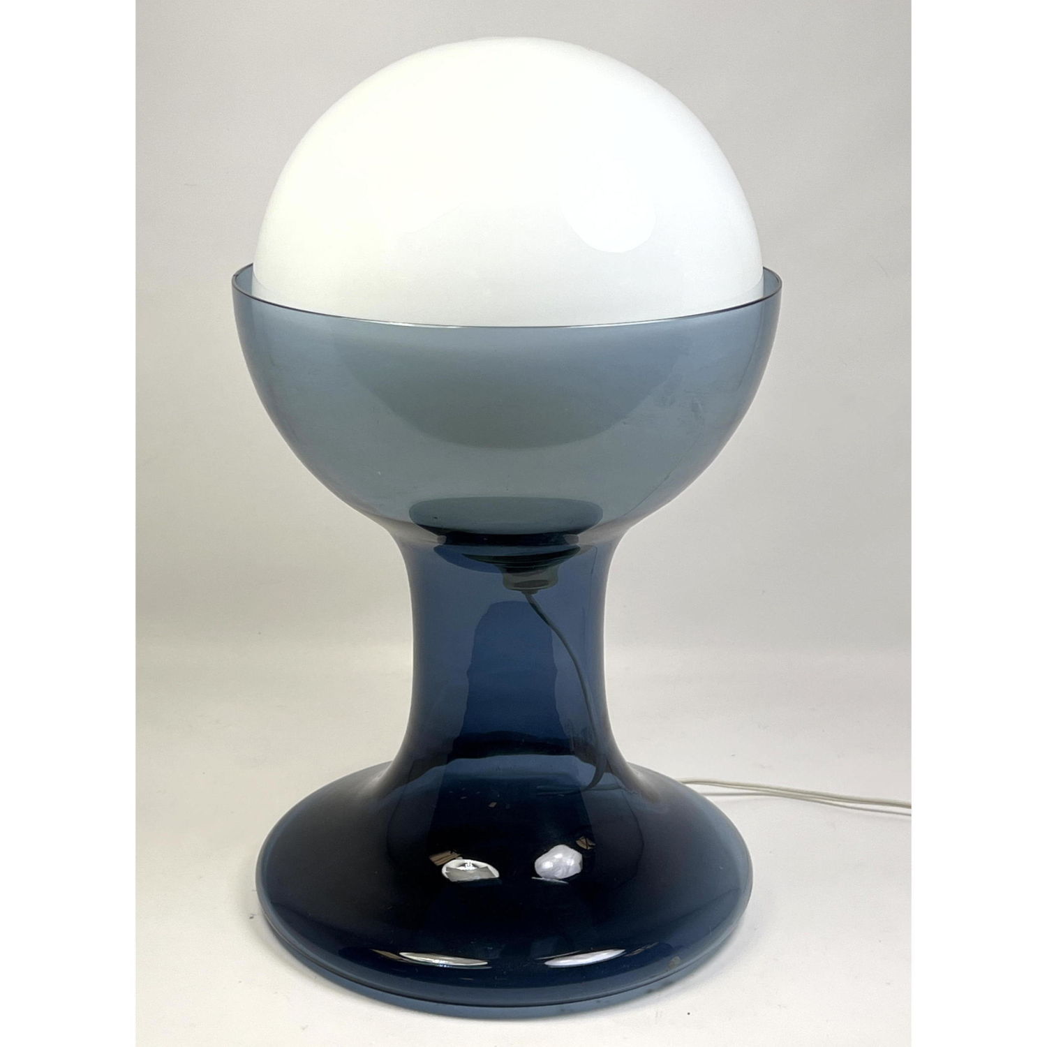 Appraisal: CARLO NASON blue glass and white ball lamp Unsigned Dimensions