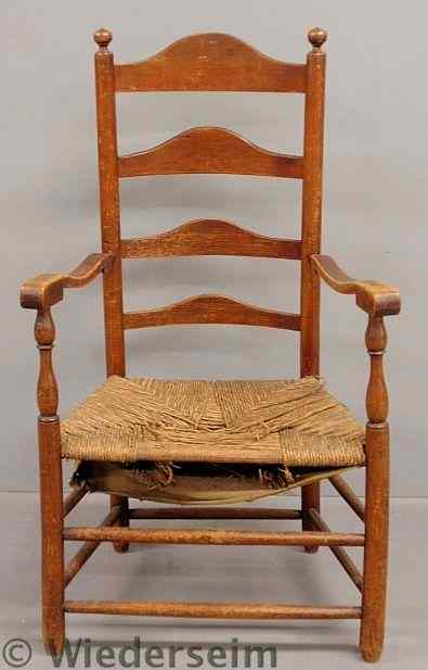 Appraisal: Pennsylvania maple four-slat open armchair late th c with old