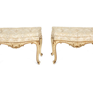 Appraisal: A Pair of Louis XV Style White Painted Parcel Gilt