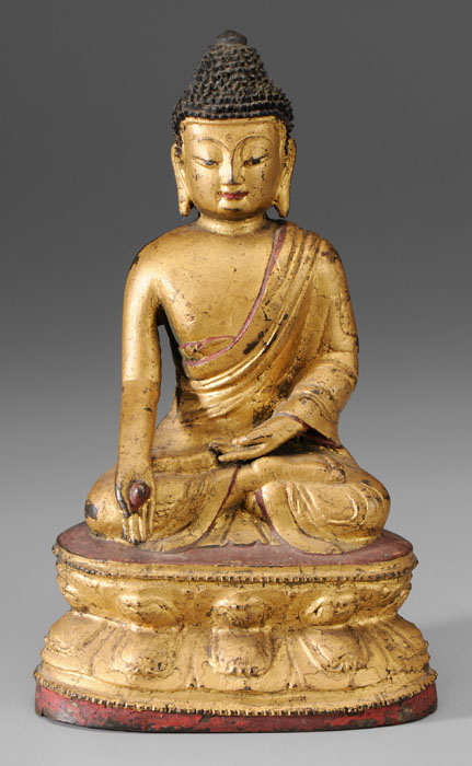 Appraisal: Bronze Figure of Shakyamuni Buddha Chinese th century or earlier