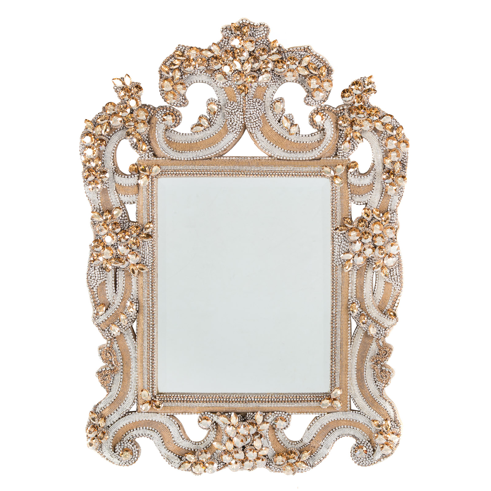 Appraisal: B B SIMON MIRROR Elaborately decorated with crystals possible Swarovski