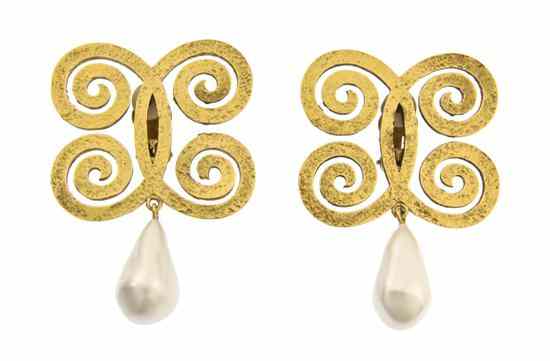 Appraisal: A Pair of Chanel Goldtone and Faux Pearl Barbaric Style