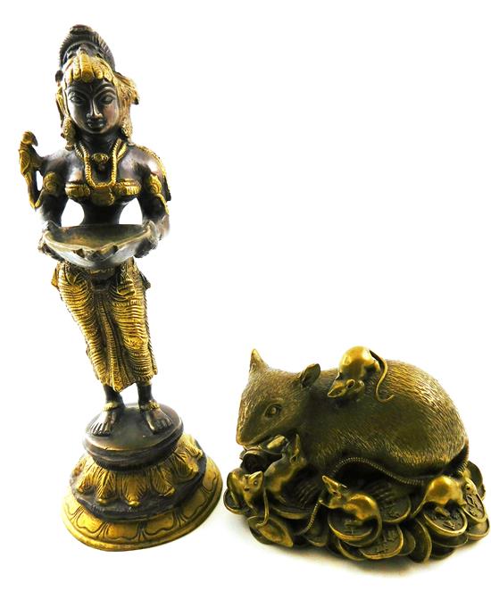 Appraisal: ASIAN Two th C bronze sculptures first a Southeastern Asian