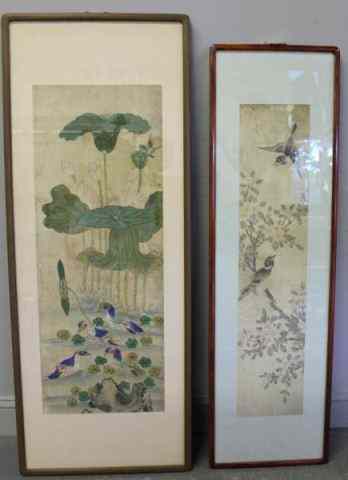 Appraisal: Lot of Two Asian Paintings One of ducks water foliage