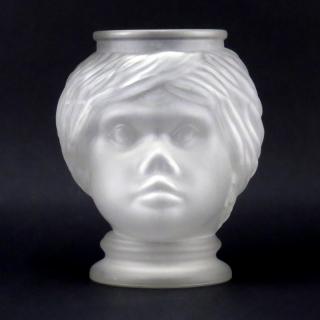 Appraisal: Mid Century Frosted Glass Blackamoor Girl Head Vase Planter Unsigned