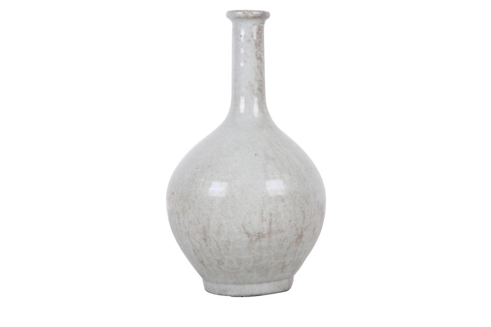 Appraisal: KOREAN WHITE GLAZED CERAMIC BOTTLE VASE inches high Condition