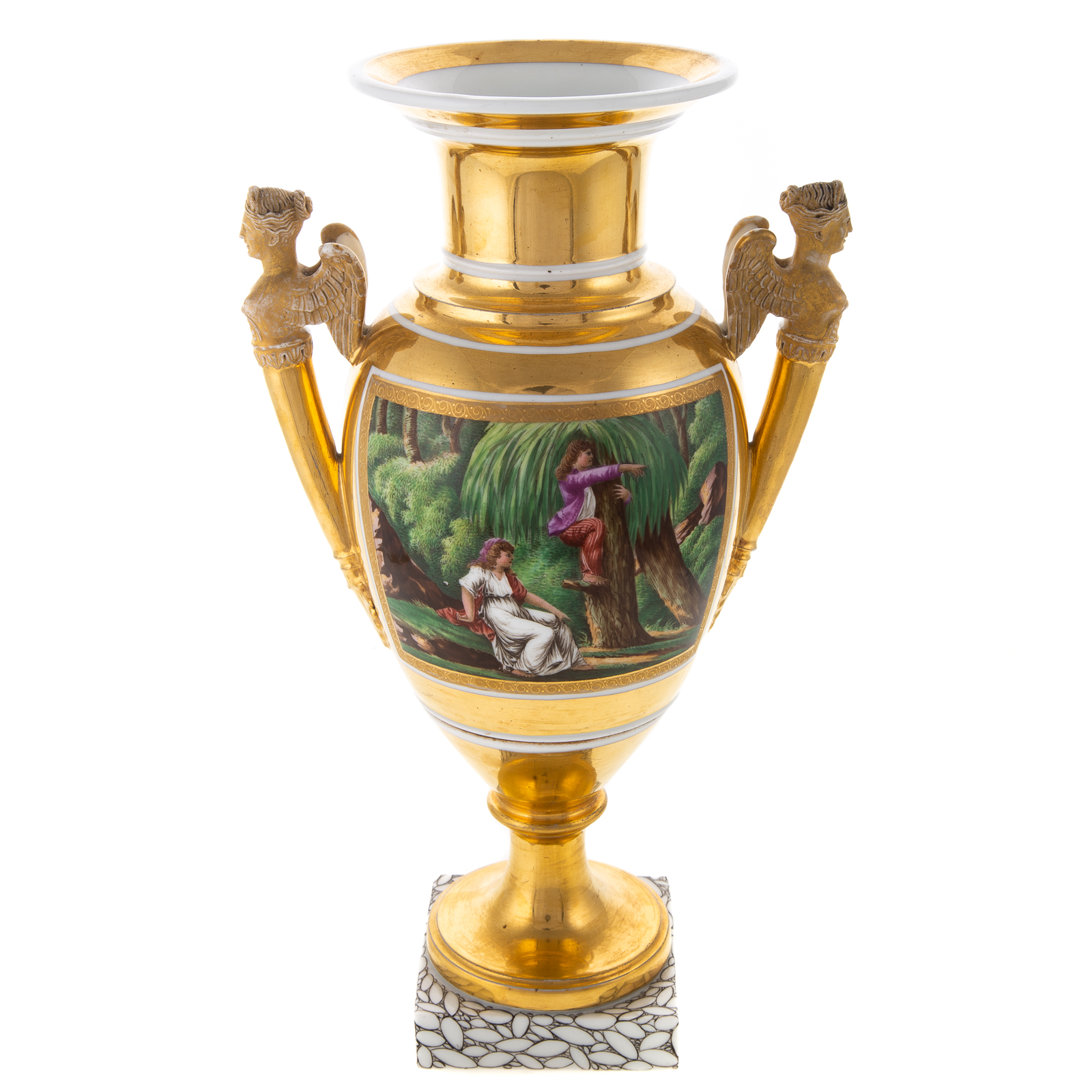 Appraisal: PARIS PORCELAIN PAINT GILT DECORATED URN Circa - having gilt