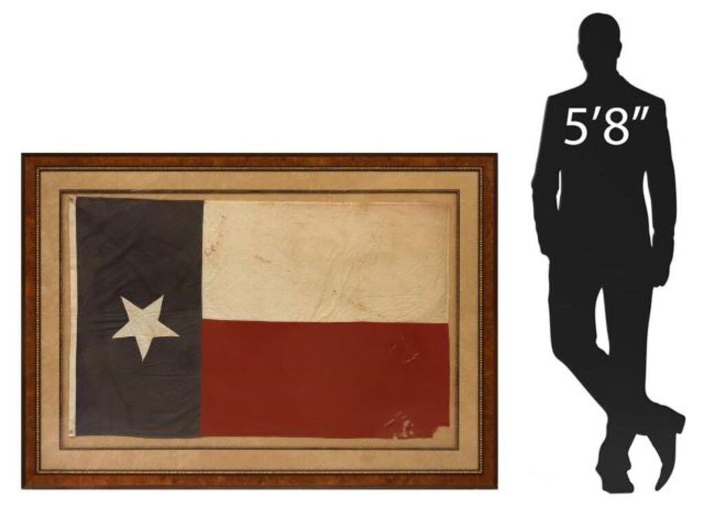 Appraisal: Framed Texas State Flag frame with some wear and loss