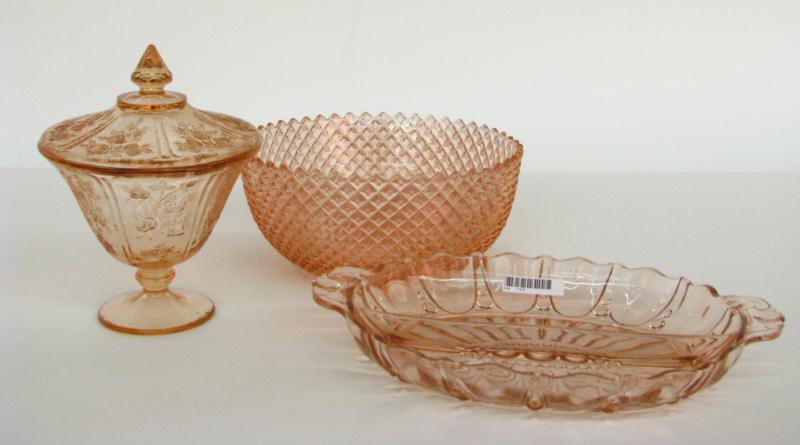 Appraisal: Three items of pink depression glass including Miss America ''