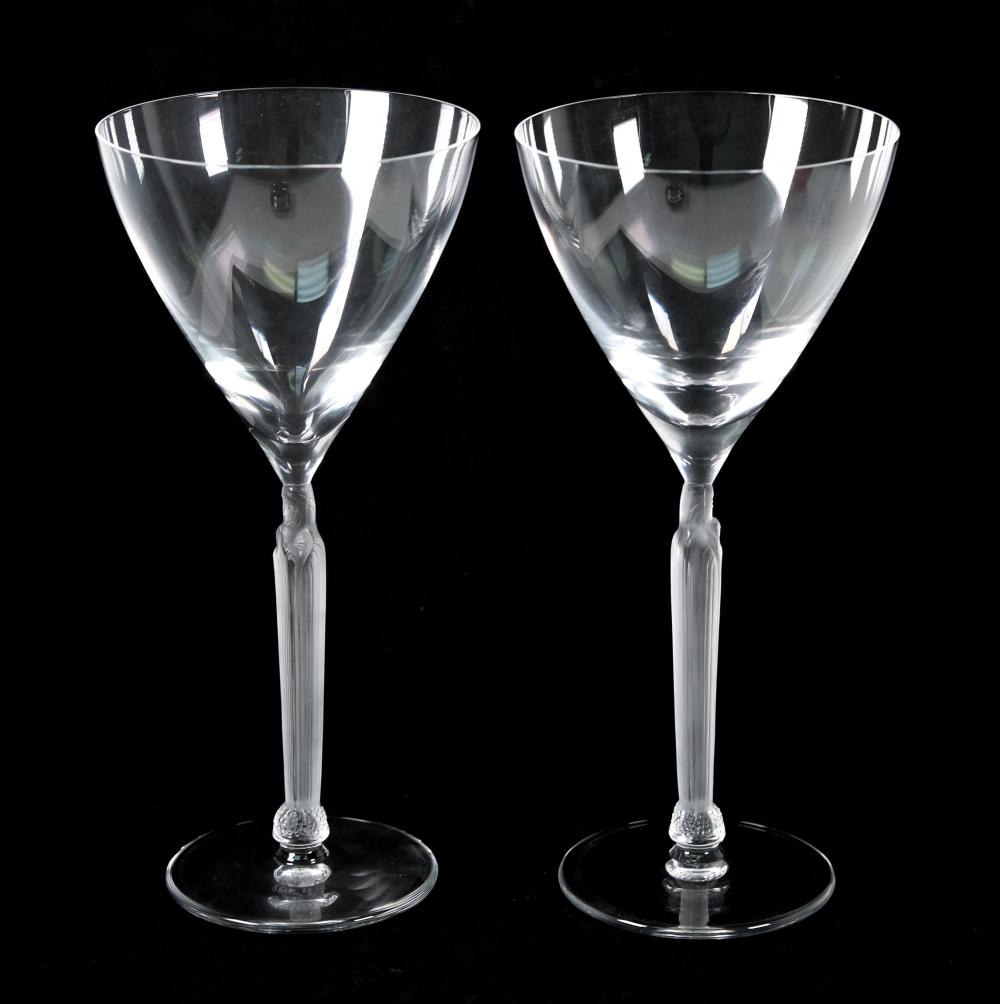 Appraisal: PAIR LALIQUE CLOS SAINTE-ODILE WINE GLASSESPair of Lalique Clos Sainte-odile