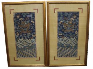 Appraisal: Pair of Imperial Pair of Framed Imperial Chinese -Claw Dragon