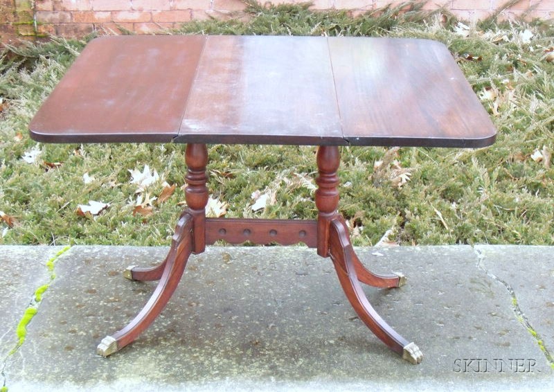 Appraisal: Duncan Phyfe-Style Mahogany Drop-Leaf Table th century oval-form with double