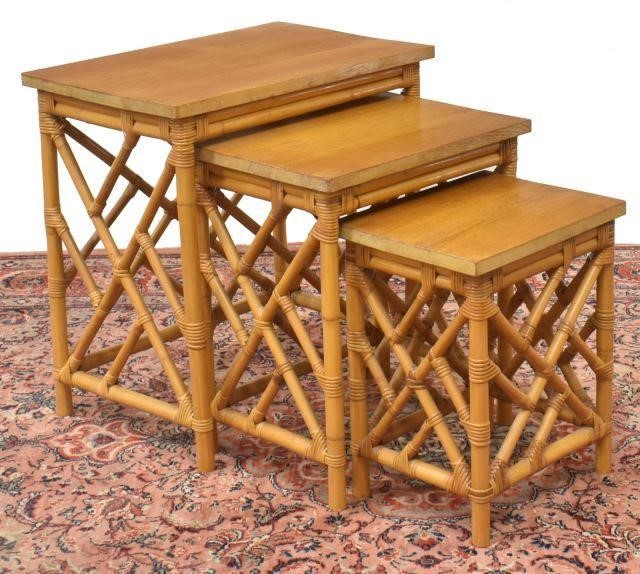 Appraisal: lot of Bamboo nesting tables in the style of Paul