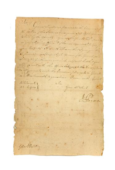 Appraisal: PENN John - Signer from North Carolina Manuscript letter signed