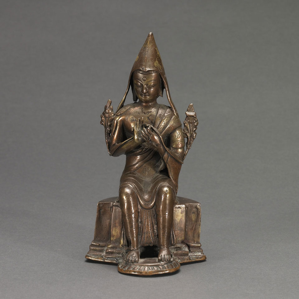 Appraisal: Copper Figure of a Lama Tibet th c height cm