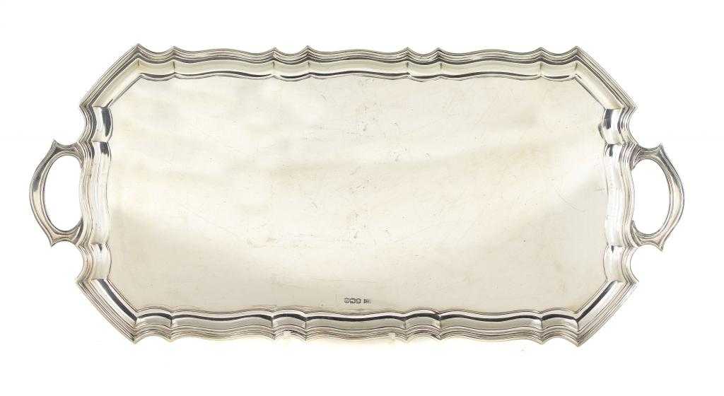 Appraisal: A GEORGE VI CAFFE TRAY with moulded border cm wide