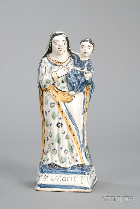 Appraisal: Tin Glazed Faience Statue of St Marie France th th