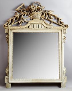 Appraisal: Louis XVI Style Giltwood Overmantel Mirror th c Louis XVI