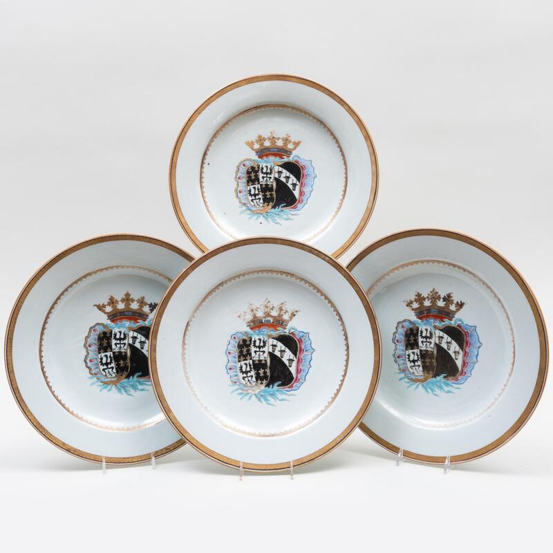 Appraisal: Four Chinese Export Armorial Porcelain Chargers for the Dutch Market