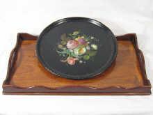 Appraisal: A mahogany rectangular tray approx x cm together with a