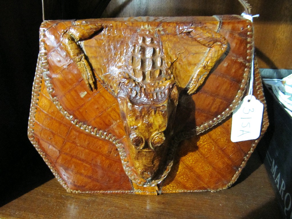 Appraisal: Alligator skin handbag