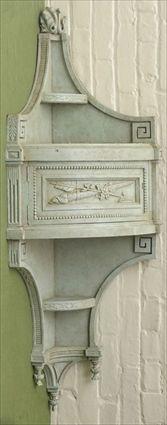 Appraisal: Louis XVI-Style Green Painted Hanging Corner Cupboard with Shelves x